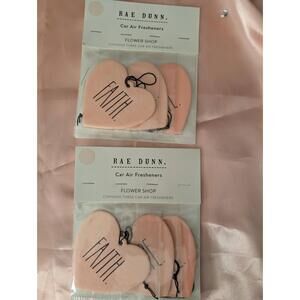 Rae Dunn Car Air Fresheners 2x3 Pack Light‎ Pink Peach Heart FAITH Scent Decor
